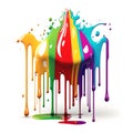 Colorful paint dripping. Abstract color splash isolated on white background Royalty Free Stock Photo