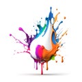 Colorful paint dripping. Abstract color splash isolated on white background Royalty Free Stock Photo