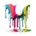 Colorful paint dripping. Abstract color splash isolated on white background Royalty Free Stock Photo