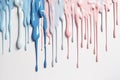 Colorful paint dripping on white background. Generative AI illustration Royalty Free Stock Photo