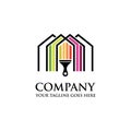 Colorful paint house logo design vector Royalty Free Stock Photo