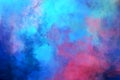 Blue and purple colorful clouds painting background abstract colored smoke texture with paint stains and grimy pattern on canvas Royalty Free Stock Photo