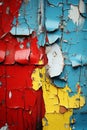 colorful paint peeling off of an old wooden door Royalty Free Stock Photo