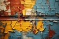 colorful paint peeling off of an old wooden door Royalty Free Stock Photo