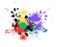 Colorful paint spills on white background