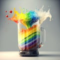 Colorful paint splash from blender, diversity of colours. Generative AI