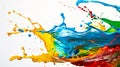 Colorful paint splash in dynamic motion on a white background Royalty Free Stock Photo