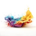 Colorful paint splash. Rainbow wave. Isolated element on the white background. Generative AI.