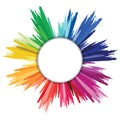 Colorful paint splashes circle isolated on white background. Royalty Free Stock Photo