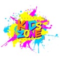 Colorful paint splashes with Kids zone emblem for children playg