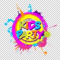 Colorful paint splashes with Kids zone emblem for children playg