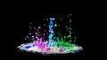 Colorful paint splashing on audio speaker isolated on black background Royalty Free Stock Photo