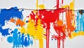 colorful paint splats on a white wall generated Royalty Free Stock Photo