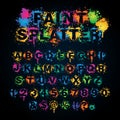 Colorful paint splatter alphabet Royalty Free Stock Photo