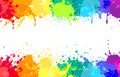 Colorful paint splatter background, painted rainbow splashes. Colored watercolor splash, abstract color spray paints Royalty Free Stock Photo