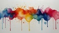 Colorful Paint Splattered on White Background. Generative AI Royalty Free Stock Photo