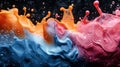 Colorful Paint Splatters on Black Background