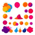 colorful paint splatters and holid design shapes on a white background