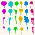 Colorful paint splatters.Paint splashes set.Vector illustration Royalty Free Stock Photo