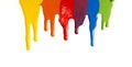 Colorful paint stains dripping from the top on white background Royalty Free Stock Photo