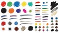 Colorful Paint Strokes, Splatters, and Brush Textures Collection Royalty Free Stock Photo