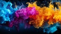 Colorful paint, water, or smoke splash on dark background, creating a vibrant abstract pattern Royalty Free Stock Photo