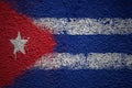painted big national flag of cuba on a massive old cracked wall Royalty Free Stock Photo