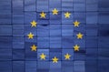 colorful painted big national flag of european union on a wooden cubes texture Royalty Free Stock Photo