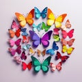 Colorful butterfly with wings spread out flying, Generative AI illustration Royalty Free Stock Photo