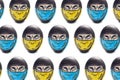 Colorful painted Easter egg fighter ninja warrior pattern in isolated background