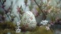 A colorful painted Easter egg resting in the grass, perfect for Easter and springtime designs Royalty Free Stock Photo