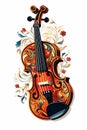 colorful painted floral motif violin