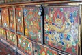 Colorful painted furniture from Buddhist monastery Royalty Free Stock Photo
