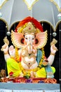 Colorful Painted Handcrafted Statue Of Indian Hindu Lord God Idol Ganesha.