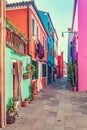 Colorful painted houses on Burano island near Venice, Italy Royalty Free Stock Photo