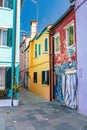 Colorful painted houses on Burano island near Venice, Italy Royalty Free Stock Photo