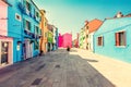 Colorful painted houses on Burano island near Venice, Italy Royalty Free Stock Photo