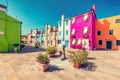 Colorful painted houses on Burano island near Venice, Italy Royalty Free Stock Photo