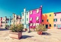 Colorful painted houses on Burano island near Venice, Italy Royalty Free Stock Photo