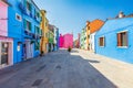Colorful painted houses on Burano island near Venice, Italy Royalty Free Stock Photo