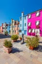 Colorful painted houses on Burano island near Venice, Italy Royalty Free Stock Photo