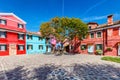 Colorful painted houses on Burano island near Venice, Italy Royalty Free Stock Photo