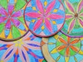 Colorful painted mandalas pattern