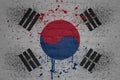 colorful painted national flag of south korea on a massive old brick wall Royalty Free Stock Photo