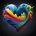 Colorful, painted with paints, rainbow heart on a dark background abstract. Heart as a symbol of affe and love Royalty Free Stock Photo