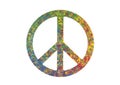 Colorful painted peace symbol isolated on white