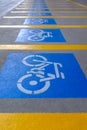 Colorful painted sign or symbol of bicycle parking lot Royalty Free Stock Photo