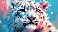Colorful Painted Snow Leopard: A Masterful Depiction Of An Animal Royalty Free Stock Photo