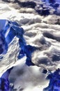 Colorful painting of aerial snowy mountains