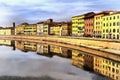 Colorful painting of Arno river Royalty Free Stock Photo